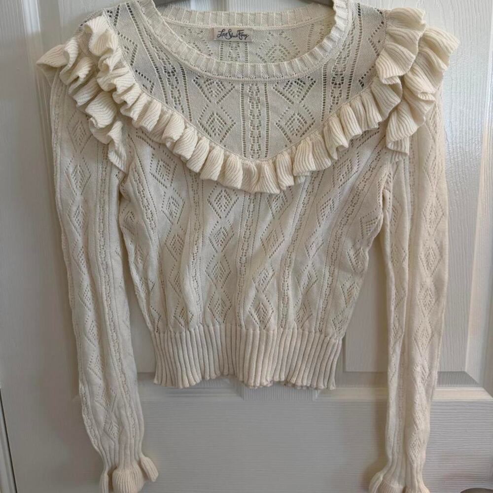 Loveshackfancy vintage crotchet ivory sweater